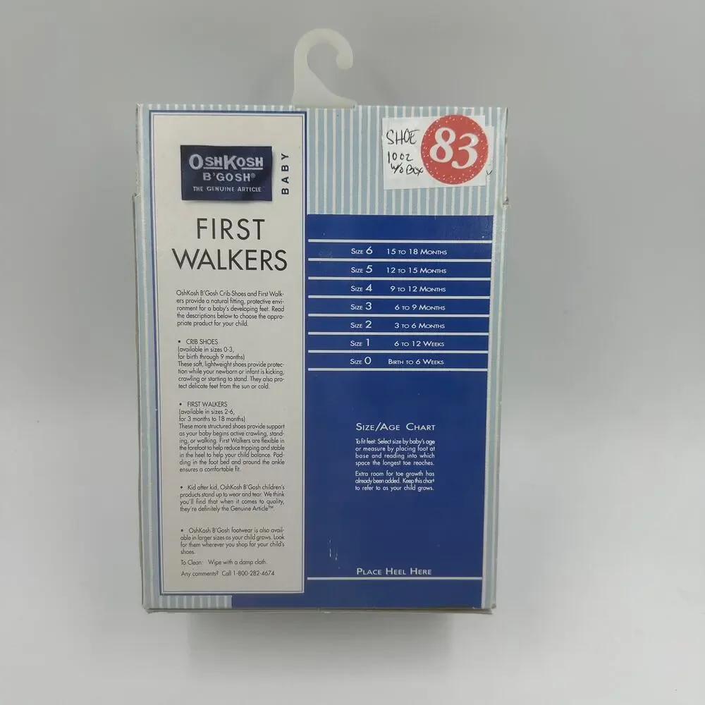 Vintage Vtg Oshkosh B’Gosh First Walkers Brown Starboard 6-9 months size 3 NEW